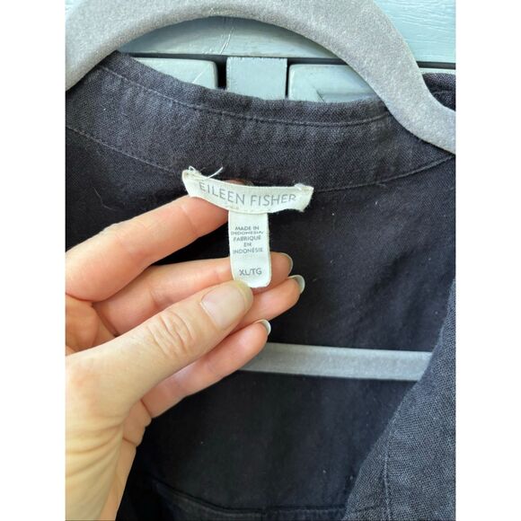 Eileen Fisher Black Button down linen cotton blend, XL $168 D11 - Picture 4 of 8